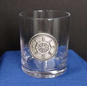 Carnival Cruise Rocks/Whiskey Glass Pewter Ship Wheel